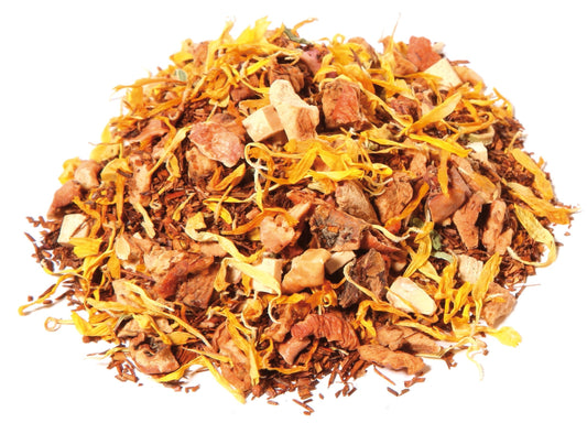 Rooibos Mela, Mandorla e Cannella BIO -  - La bevanda Sud Africana per eccellenza, arricchita da spezie e frutta che vi condurrà direttamente nei  luoghi in cui viene coltivata nella zona del Capo di buona sp